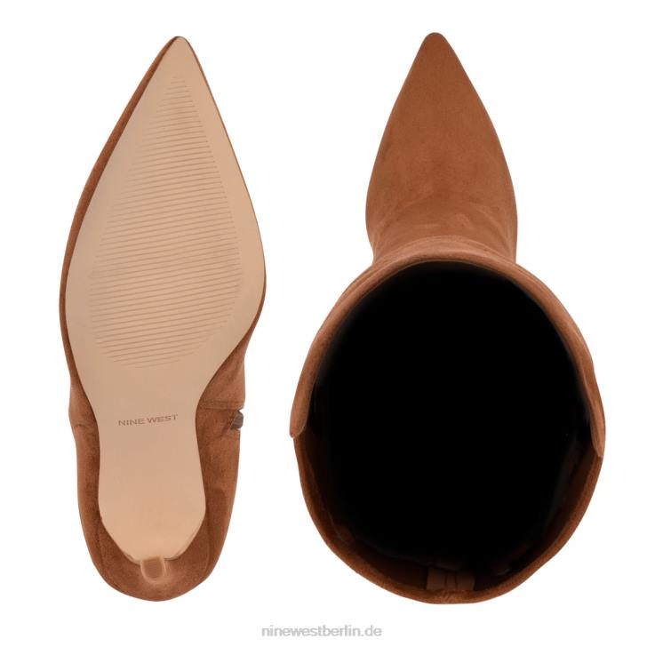 Nine West RR2J1697Forbs Overknee-Stiefel mit Absatz cognacfarbenes Wildleder