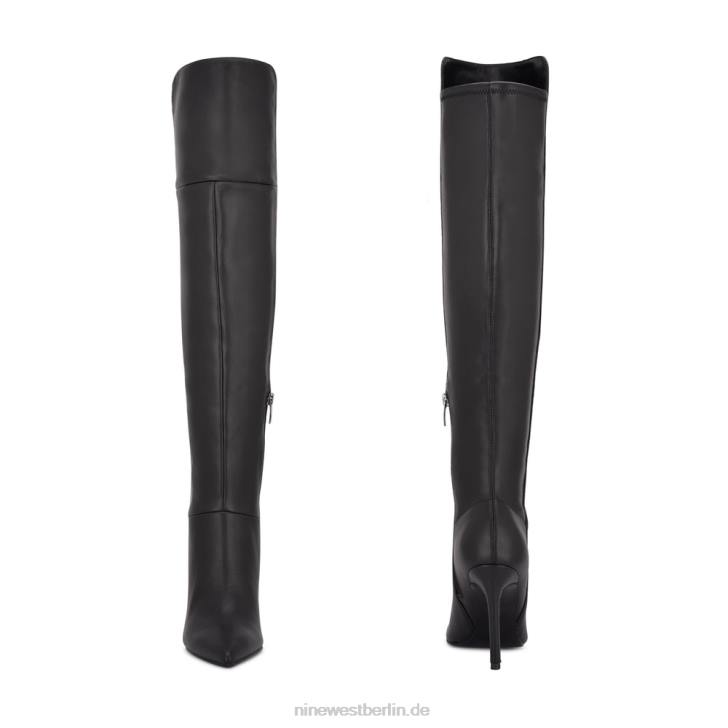 Nine West RR2J1698Forbs Overknee-Stiefel mit Absatz schwarzes Leder