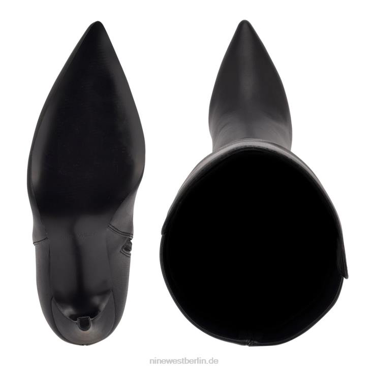 Nine West RR2J1698Forbs Overknee-Stiefel mit Absatz schwarzes Leder