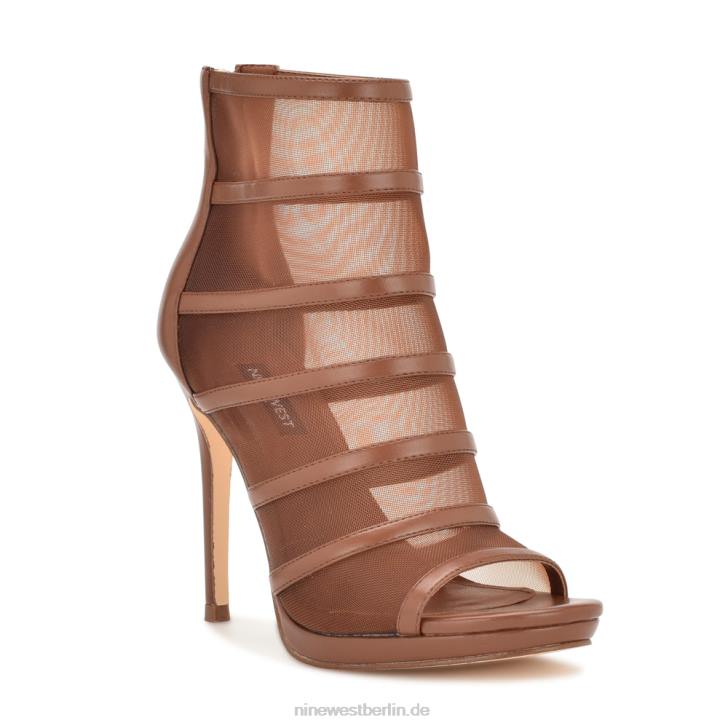 Nine West RR2J1781Große Mesh-Peep-Toe-Stiefeletten Mittel braun