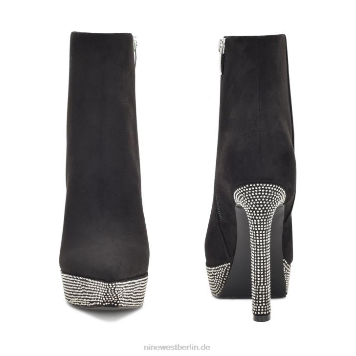 Nine West RR2J1869Loraa Plateau-Stiefeletten schwarzes Wildleder mit Strasssteinen