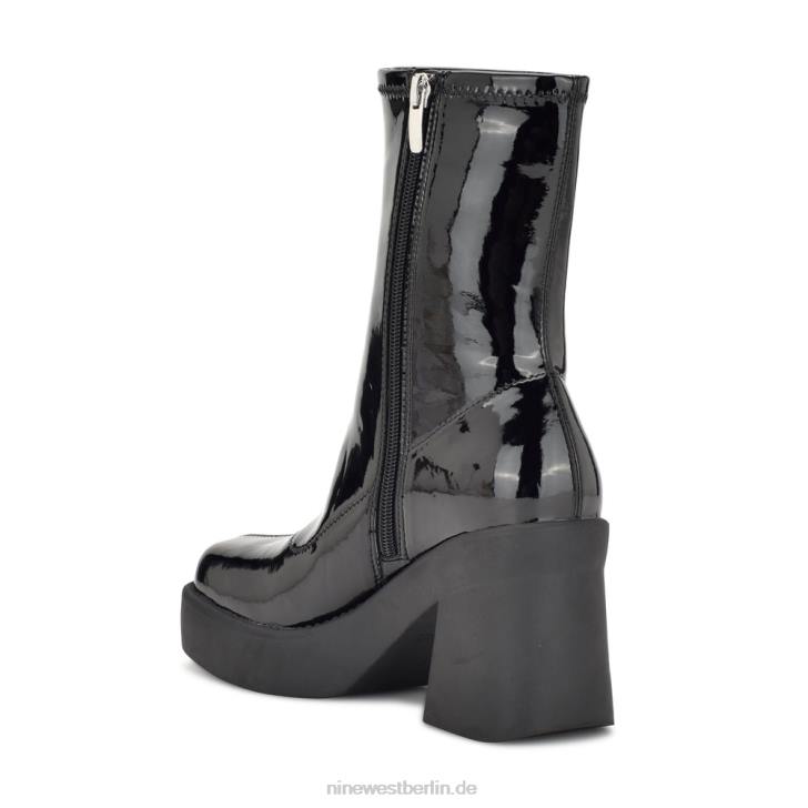 Nine West RR2J2921Plateau-Stiefeletten von Gerri mit Absatz schwarzes Lackleder