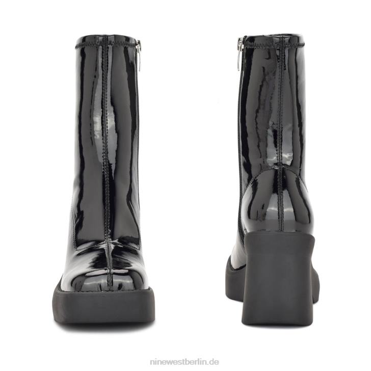 Nine West RR2J2921Plateau-Stiefeletten von Gerri mit Absatz schwarzes Lackleder