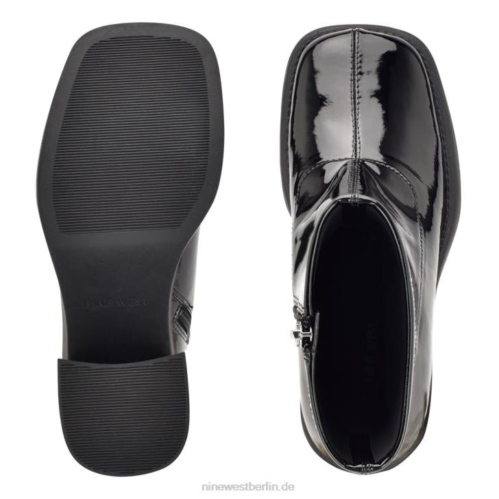 Nine West RR2J2921Plateau-Stiefeletten von Gerri mit Absatz schwarzes Lackleder