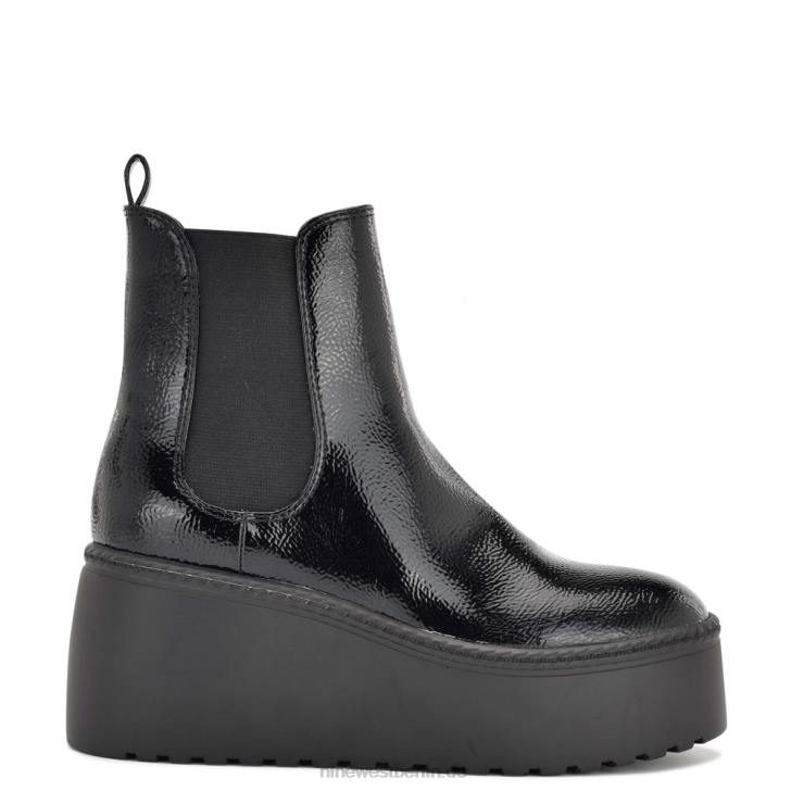 Nine West RR2J2927Henrita Chelsea-Plateau-Stiefeletten schwarzes Lackleder