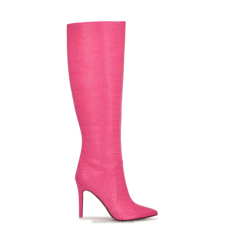 Nine West RR2J913Taler-Stiefel mit Absatz rosa geprägtes Kroko