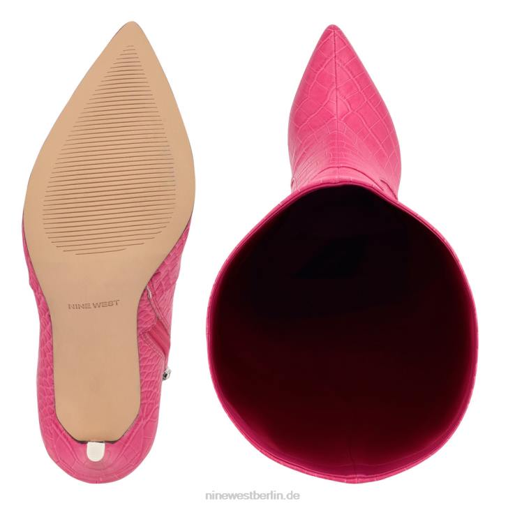 Nine West RR2J913Taler-Stiefel mit Absatz rosa geprägtes Kroko