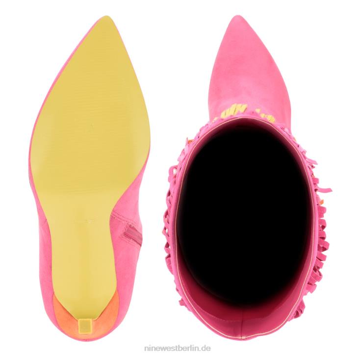 Nine West RR2J918Stiefel mit Quastenabsatz rosa/orange/gelbes Wildleder