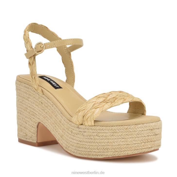 Nine West RR2J756Rivva Espadrille-Sandalen mit Absatz natürlicher Bast