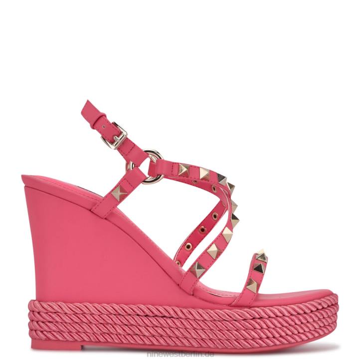 Nine West RR2J784Harte Espadrille-Keilsandalen mit Nieten Wow, rosa