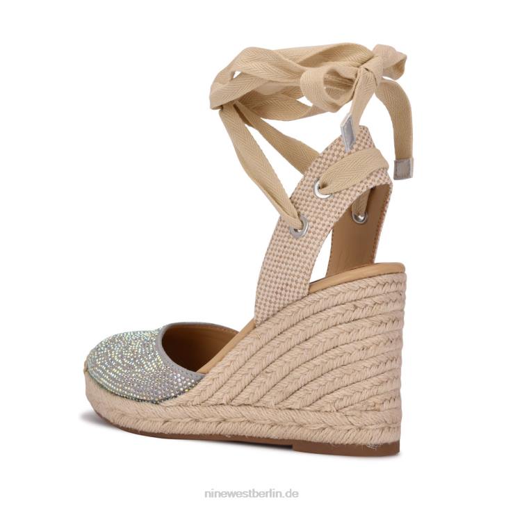 Nine West RR2J796Freund Knöchelwickel-Espadrille-Keilsandalen grau schimmerndes Wildleder