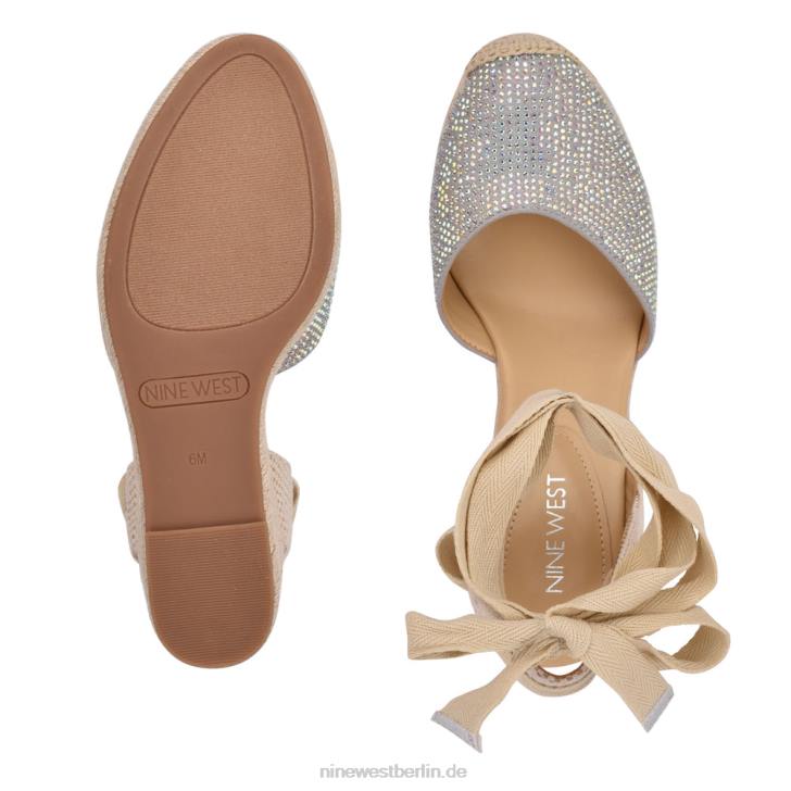 Nine West RR2J796Freund Knöchelwickel-Espadrille-Keilsandalen grau schimmerndes Wildleder
