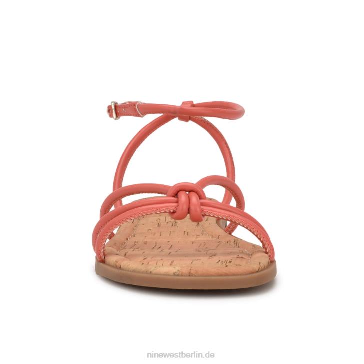 Nine West RR2J1071Flache Sandalen mit Knöchelriemen und Knöchelriemen Koralle