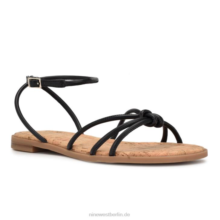 Nine West RR2J1072Flache Sandalen mit Knöchelriemen und Knöchelriemen Schwarz