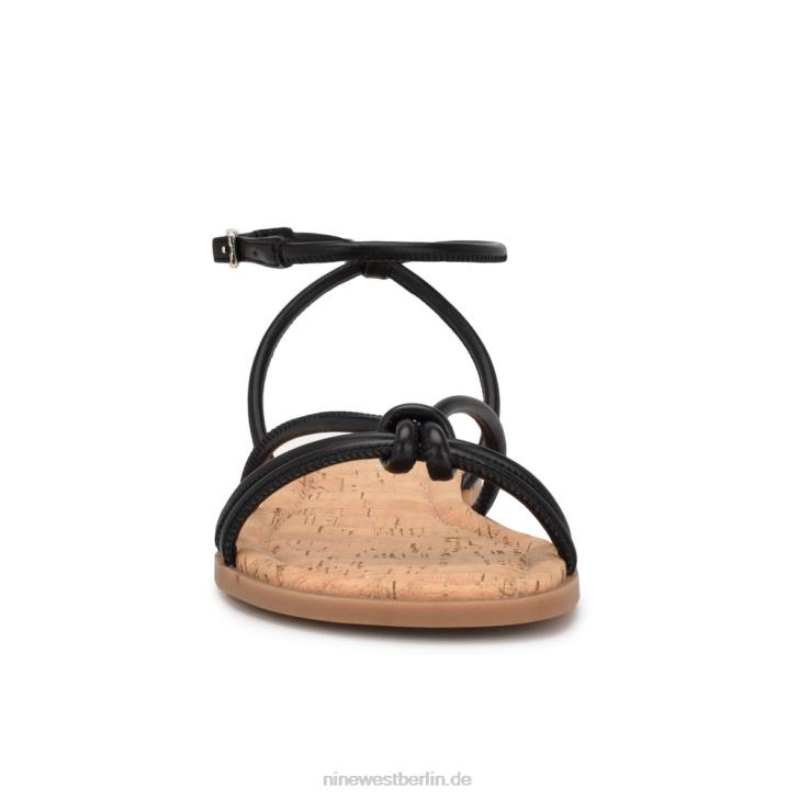 Nine West RR2J1072Flache Sandalen mit Knöchelriemen und Knöchelriemen Schwarz