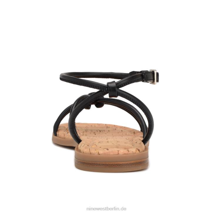 Nine West RR2J1072Flache Sandalen mit Knöchelriemen und Knöchelriemen Schwarz
