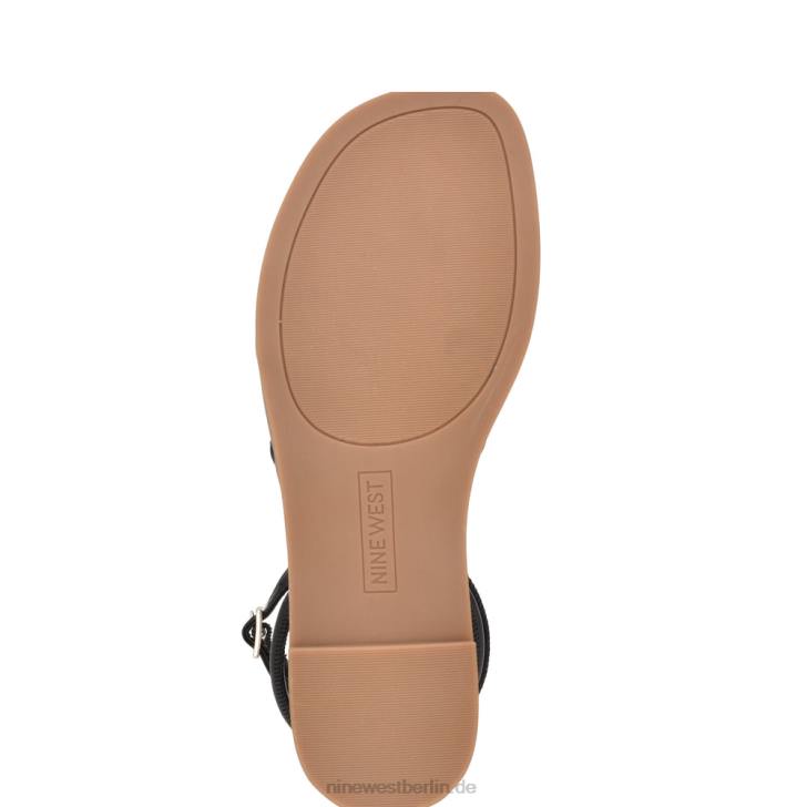 Nine West RR2J1072Flache Sandalen mit Knöchelriemen und Knöchelriemen Schwarz