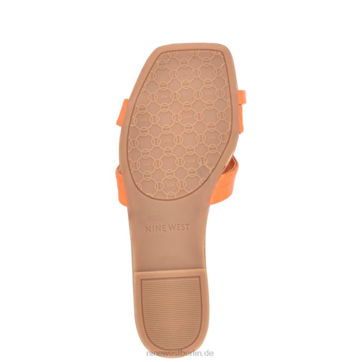 Nine West RR2J1074Gepunktete flache Slide-Sandalen Orangefarbenes Krokoprägung