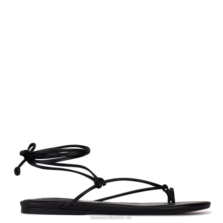 Nine West RR2J107Flache Pansie-Sandalen mit Knöchelwickel Schwarz