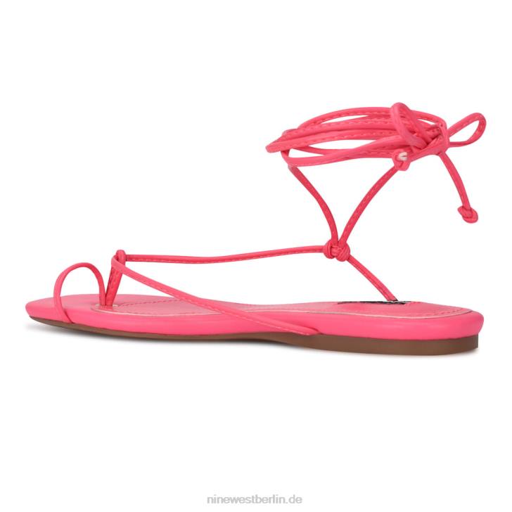 Nine West RR2J108Flache Pansie-Sandalen mit Knöchelwickel Miami Pink