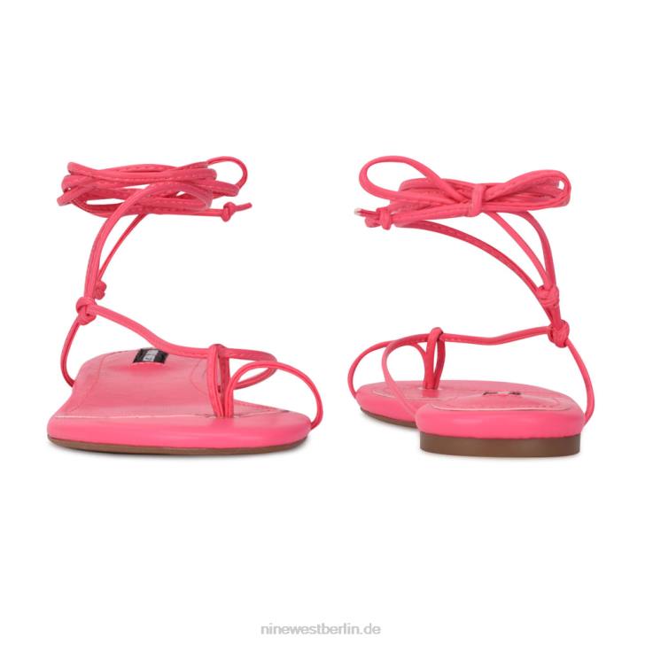 Nine West RR2J108Flache Pansie-Sandalen mit Knöchelwickel Miami Pink