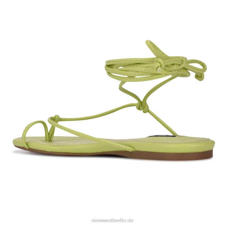 Nine West RR2J109Flache Pansie-Sandalen mit Knöchelwickel Neon-Limette