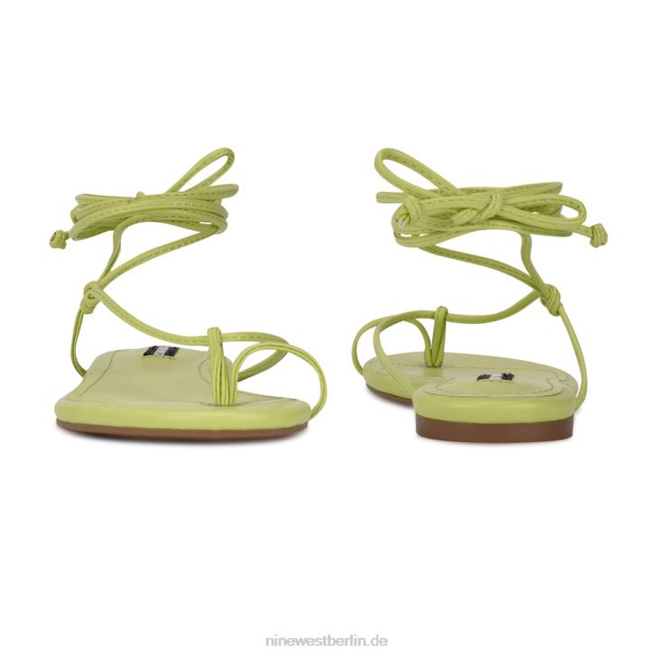 Nine West RR2J109Flache Pansie-Sandalen mit Knöchelwickel Neon-Limette