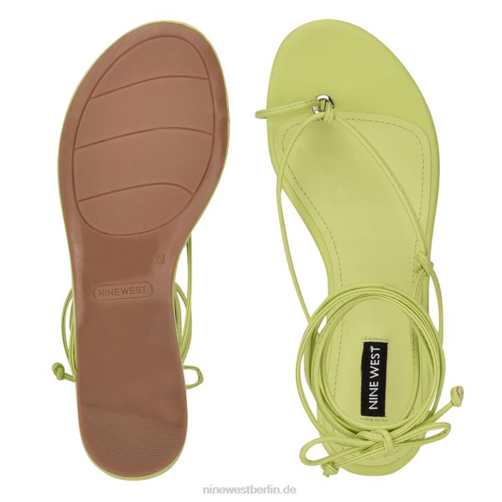 Nine West RR2J109Flache Pansie-Sandalen mit Knöchelwickel Neon-Limette