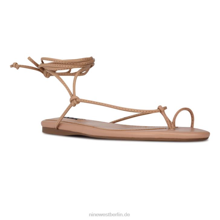 Nine West RR2J111Flache Pansie-Sandalen mit Knöchelwickel warmes Rouge