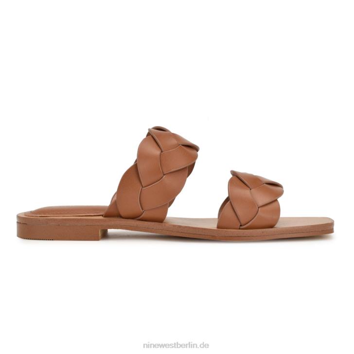 Nine West RR2J1Königliche flache Slide-Sandalen dunkel natur gewebt