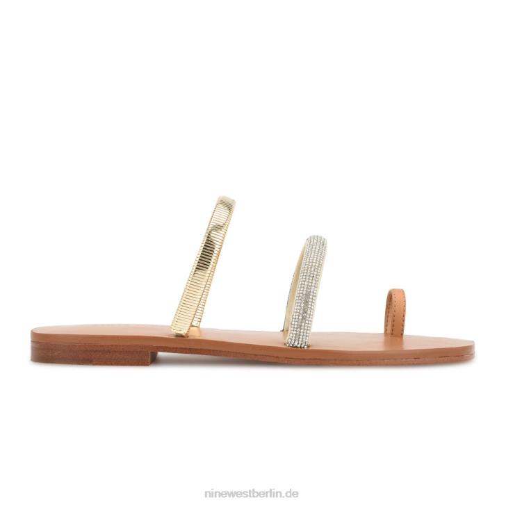 Nine West RR2J3Mavis flache Slide-Sandalen natürlicher Goldkristall