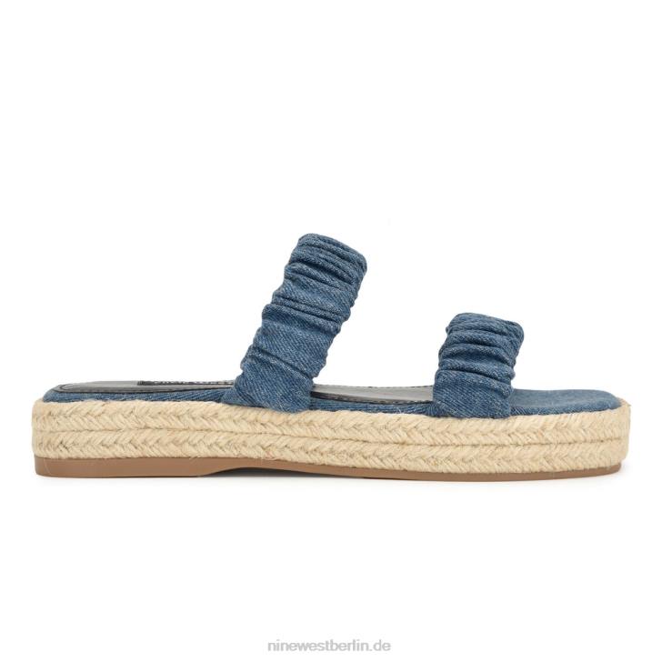Nine West RR2J42Flache Pfauen-Espadrille-Sandalen blauer Jeansstoff