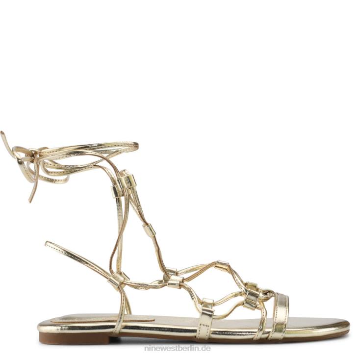 Nine West RR2J65Flache Knöchelwickel-Sandalen mit Knöpfen Platin