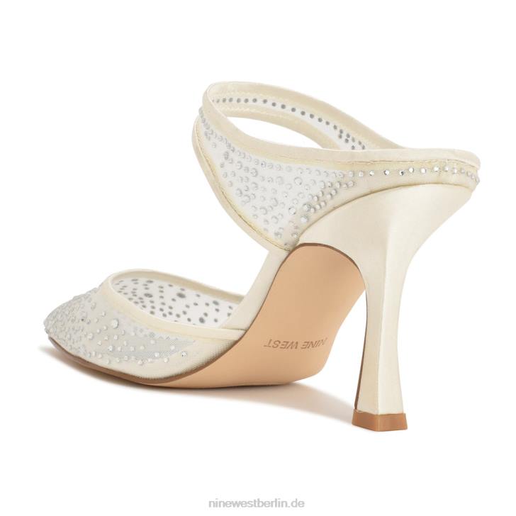 Nine West RR2J708Saren-Pantoletten mit Absatz Elfenbeinfarbener Satinkristall