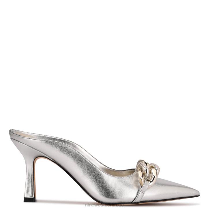 Nine West RR2J712Sauci-Absatz-Mules Silber