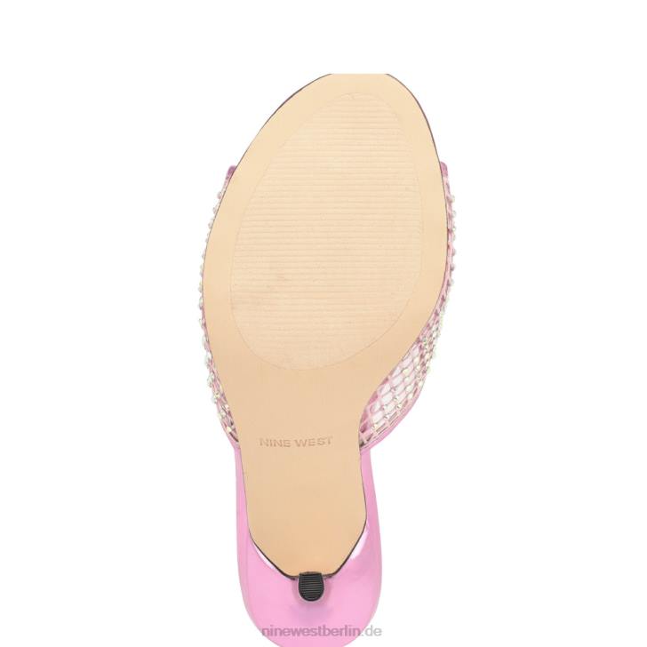 Nine West RR2J1077Slide-Sandalen mit Absatz von iriep rosa metallisches Netz