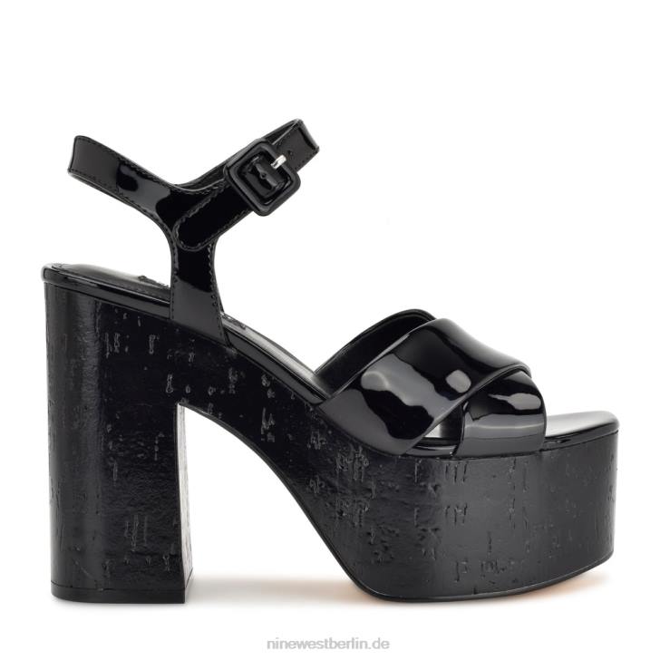 Nine West RR2J159Rilay-Plateausandalen schwarzes Lackleder