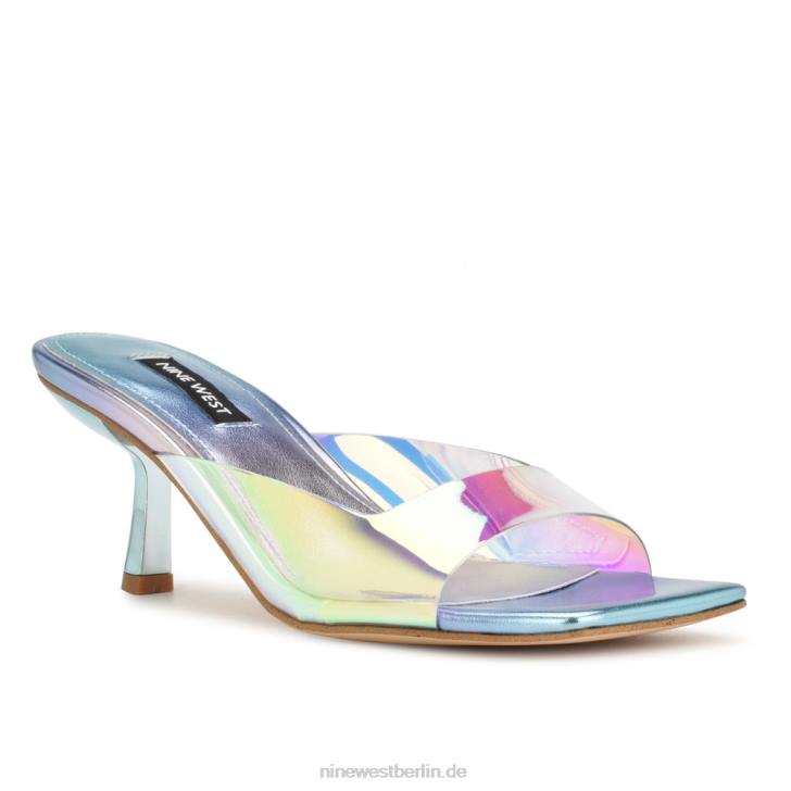 Nine West RR2J171Slide-Sandalen mit Raylen-Absatz Blau-Multi-Metallic