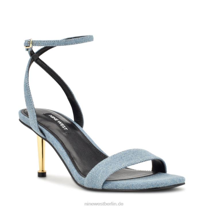Nine West RR2J1728Anny-Sandalen mit Knöchelriemen und Absatz blauer Jeansstoff