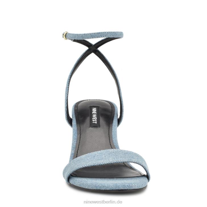 Nine West RR2J1728Anny-Sandalen mit Knöchelriemen und Absatz blauer Jeansstoff