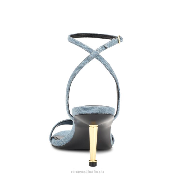 Nine West RR2J1728Anny-Sandalen mit Knöchelriemen und Absatz blauer Jeansstoff