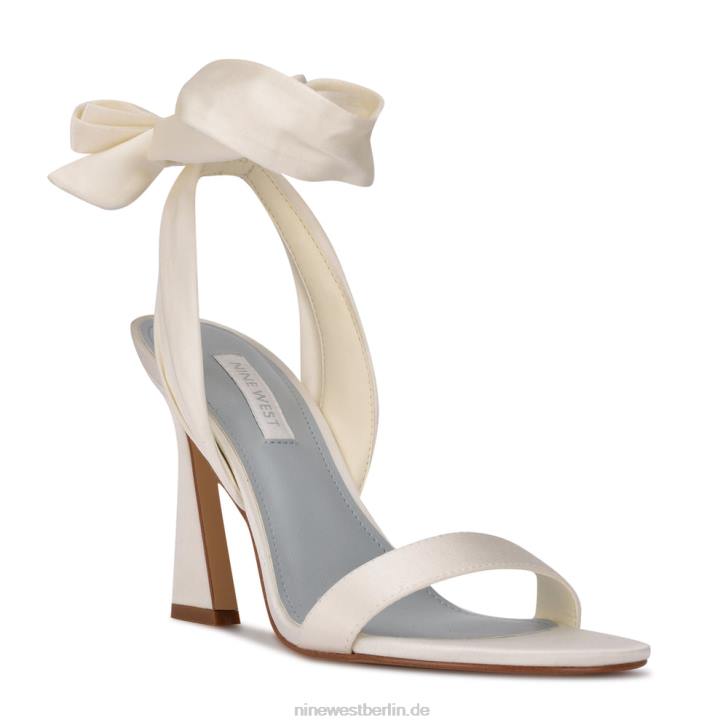 Nine West RR2J1740Kelsie Knöchelwickel-Sandalen mit Absatz weißer Satin