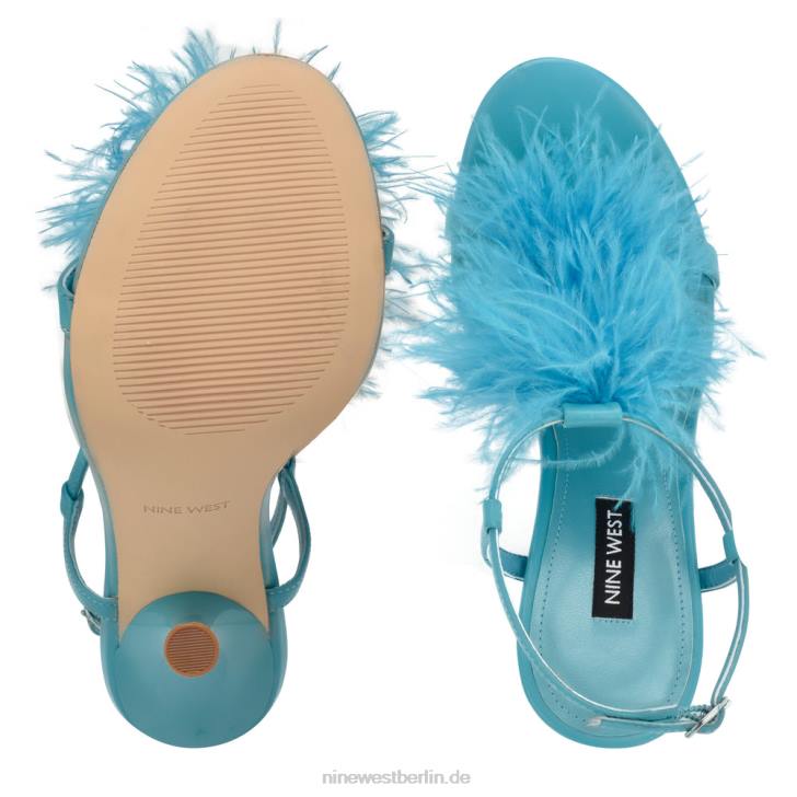 Nine West RR2J1748Millionen Sandalen mit Knöchelriemen und Absatz blaugrün
