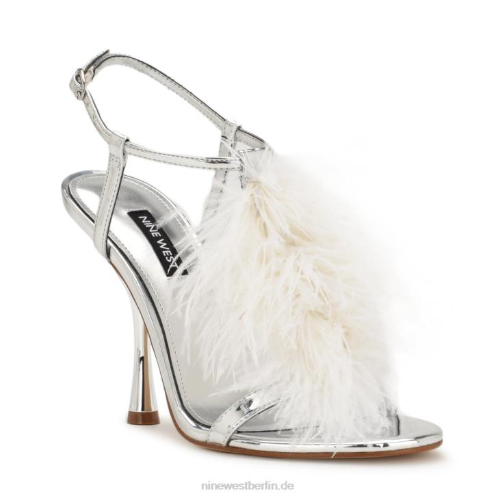 Nine West RR2J1749Millionen Sandalen mit Knöchelriemen und Absatz Silber Weiss