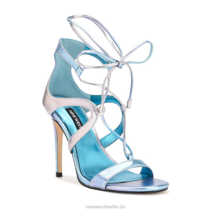 Nine West RR2J1797Mini-Sandalen mit Knöchelwickel und Absatz Blaumetallic