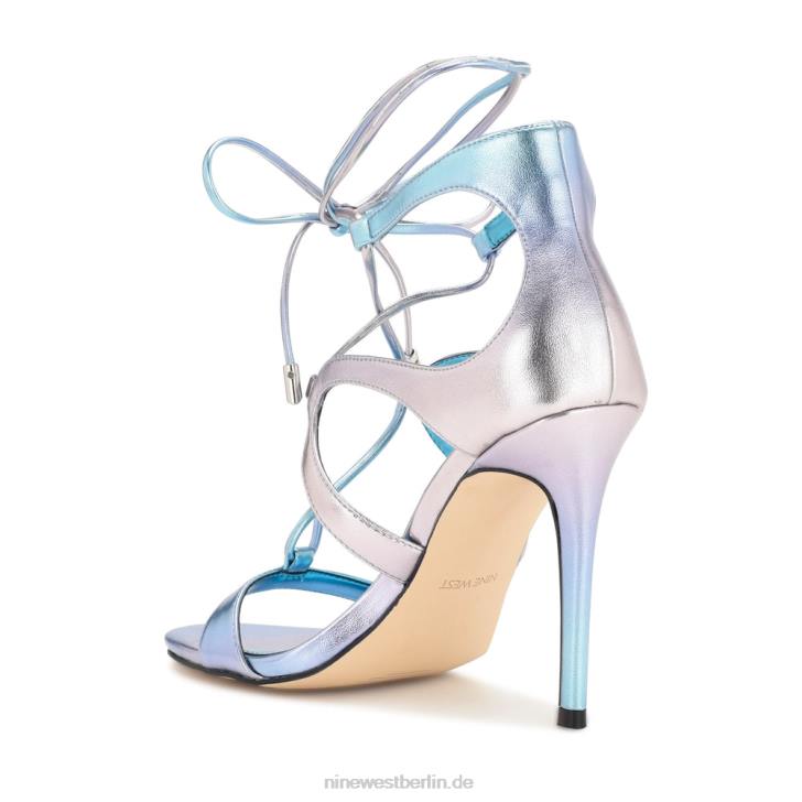 Nine West RR2J1797Mini-Sandalen mit Knöchelwickel und Absatz Blaumetallic
