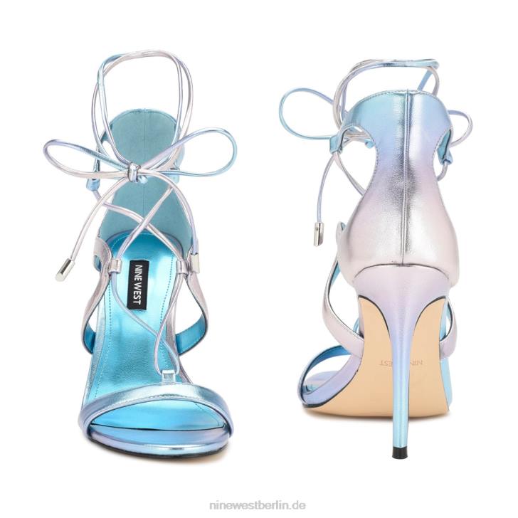 Nine West RR2J1797Mini-Sandalen mit Knöchelwickel und Absatz Blaumetallic