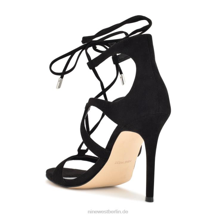 Nine West RR2J1798Mini-Sandalen mit Knöchelwickel und Absatz schwarzes Wildleder