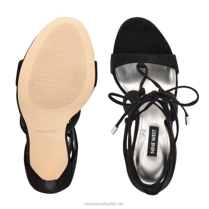 Nine West RR2J1798Mini-Sandalen mit Knöchelwickel und Absatz schwarzes Wildleder