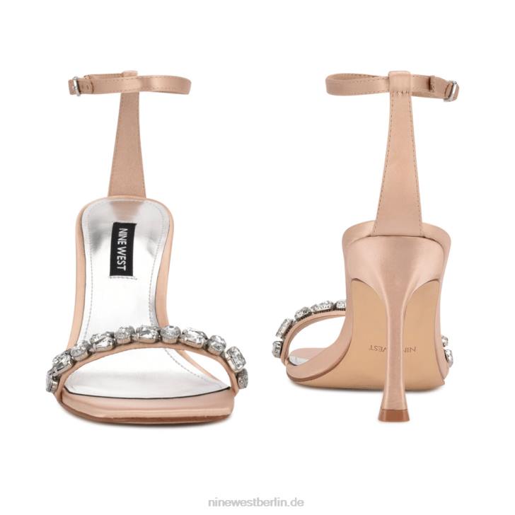 Nine West RR2J1799Yazmin-Knöchelriemen-Kleidersandalen natürlicher satinierter Kristall